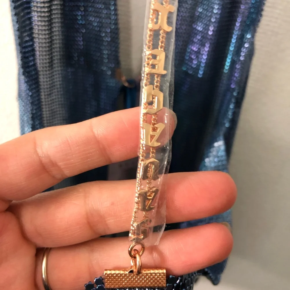 Savage X Fenty by Rihanna Blue Shiny Metallic Mesh Beaded Top - Picture 10 of 17